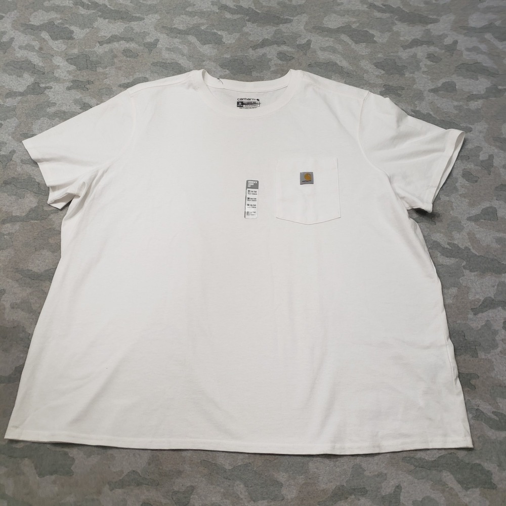 Carhartt‎ Top Womens 3X White Pockets Loose Fit Short Sleeve NWT Workwear